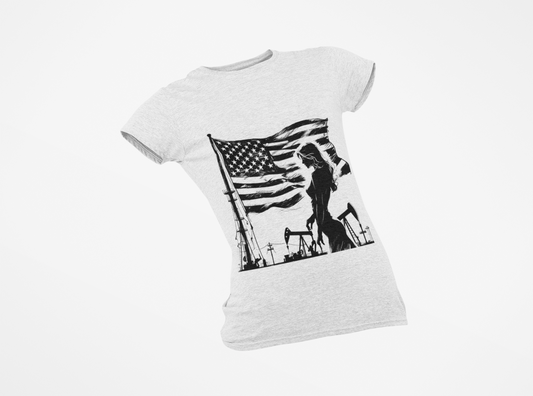 Sexy Lady Oilfield with US Flag
